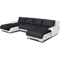 Wohnlandschaft Eckcouch Ecksofa Otis - Big Sofa, Couch mit Schlaffunktion und Bettkasten, U-Sofa, U-Form (Weiß + Schwarz (Madryt 120 + Berlin 02))