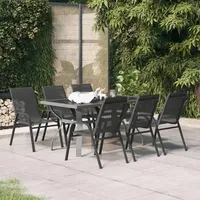 VidaXL 7-tlg. Garten-Essgruppe Grau und Schwarz