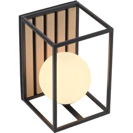 OTTO home Tischleuchte "Evinnia Akustikpaneele mit Glaskugel", braun (holz, natur), 1, Ø 16cm H: 30cm, Leuchten, Holz, Akustik, Paneele, Nachttisch, Glas, opal matt weiß, Tischleuchte