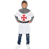 Funidelia | Tempelritter Kostüm für Jungen Mittelalter, Ritter - Kostüm für Kinder & Verkleidung für Partys, Karneval & Halloween - Größe 10-12 Jahre - Grau/Silber
