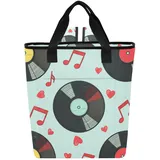 Joitme Retro-Vinyl-Schallplatten-Kühltasche, 36 Dosen, weiche Seitenkühler, isoliert, auslaufsicher, Kühlrucksack