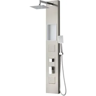 Badplaats Duschpaneel Monterra 140 x 20 cm – Aluminium-Duschset mit Mischbatterie und Duschkopf