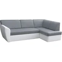 Klassisches Ecksofa, Bettsofa mit Schlaffunktion, Sofa mit Bettkasten, konturierte Kissen, Schlafsofa, Ottomane links oder rechts, klassischer Stil... - Hellgrau/Weiß