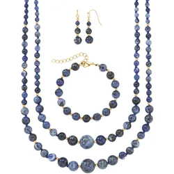 Collier-Set LADY, blau, Halsketten, Damen, N-Groesse