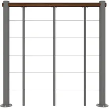 Minka Brüstungsgeländer mit Untergurten und Holz-Handlauf Walnuss Grau