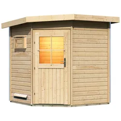 Saunahaus KARIBU "Fiete", beige (naturbelassen), ohne Ofen, (ohne Ofen), Saunen, klassiche Tür