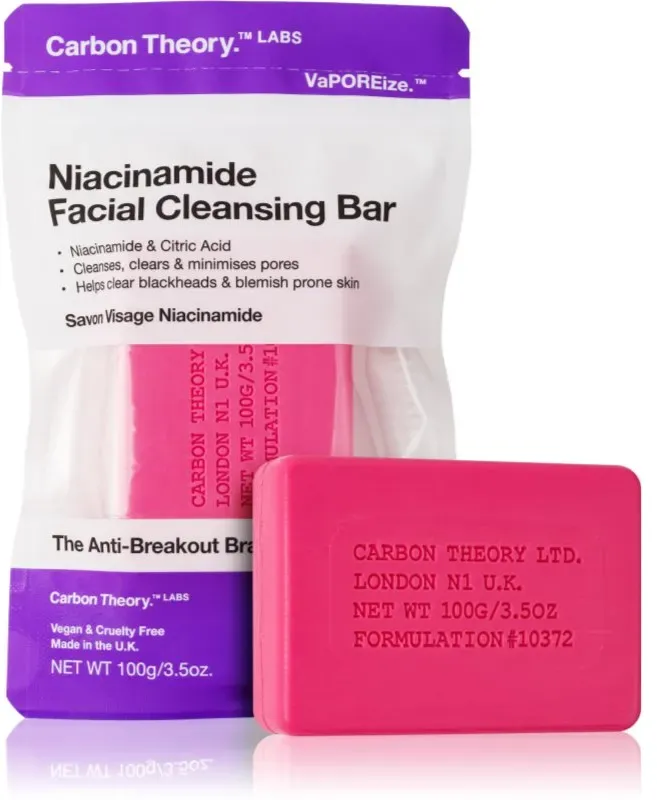 Carbon Theory Facial Cleansing Bar Niacinamide Reinigungsseife für das Gesicht Pink 100 g