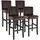 Tectake Barhocker, gepolstert mit Rückenlehne, Stuhlbeine aus Kunstleder, 4er Set braun