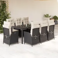 vidaXL Garten-Essgruppe 9-tlg. Schwarz