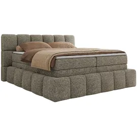 MKS Meble MKS Boxspringbett 180 x 200 mit bettkasten NIRA KING, Polsterbett 7 Zonen Multipocket-Matratze und Topper, Doppelbett - Grau Strukture - H3 - Grau