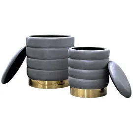 lookway Pouf-Set MIRELLE 40 x 45 x 40 cm Grau