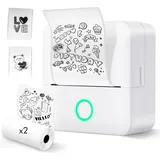 Selbstklebender Etikettendrucker, Monochromer Bluetooth-thermodrucker, Mini-aufkleberdrucker Mit Rollen À 5 Selbstklebenden Etiketten