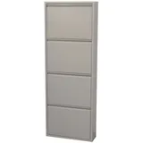 Metall Schuhschrank Schuhregal Schuhablage Schuhkipper mit 4 Klappen in grau