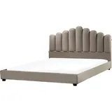 Beliani Vincennes Wasserbett Samtstoff 180 x 200 cm Taupe