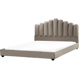 Beliani Vincennes Wasserbett Samtstoff 180 x 200 cm Taupe