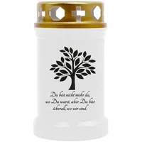 HS Candle Grabkerze (1-tlg), Grabkerze Brenndauer 40 Stunden viele vers. Variationen und Motive weiß