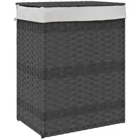 vidaXL Wäschekorb mit Deckel Grau 46x33x60 cm Poly Rattan