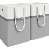 Songmics Wäschekorb 2er Set, 110 L mit Griffen, taubengrau