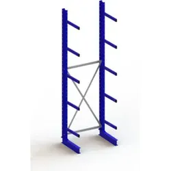 Meta Kragarmregal Grundregal IPE140 einseitig 3500x1000x600 mm Enzianblau + 5 Armen + Ständer Multistrong M