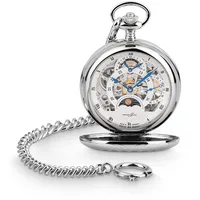 Hermann Jäckle Taschenuhr Calw mechanisch mit Handaufzug Skelettwerk I Mineralglas I Qualitätshandwerk inkl. Kette und Reiseetui