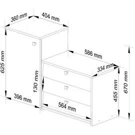 abamihome Akord 98,4 x 68 x 33 cm geschlossen / Sonoma Eiche