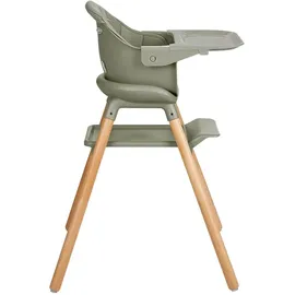 KIKKABOO Kinderhochstuhl Woody 3 in 1 Holzbeine Kinderstuhl Fußstütze Tablett grün - Military Green - One Size