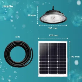 LUXULA Solar Hängeleuchte LED 6W 500lm IP44 schwarz inkl. Fernbedienung