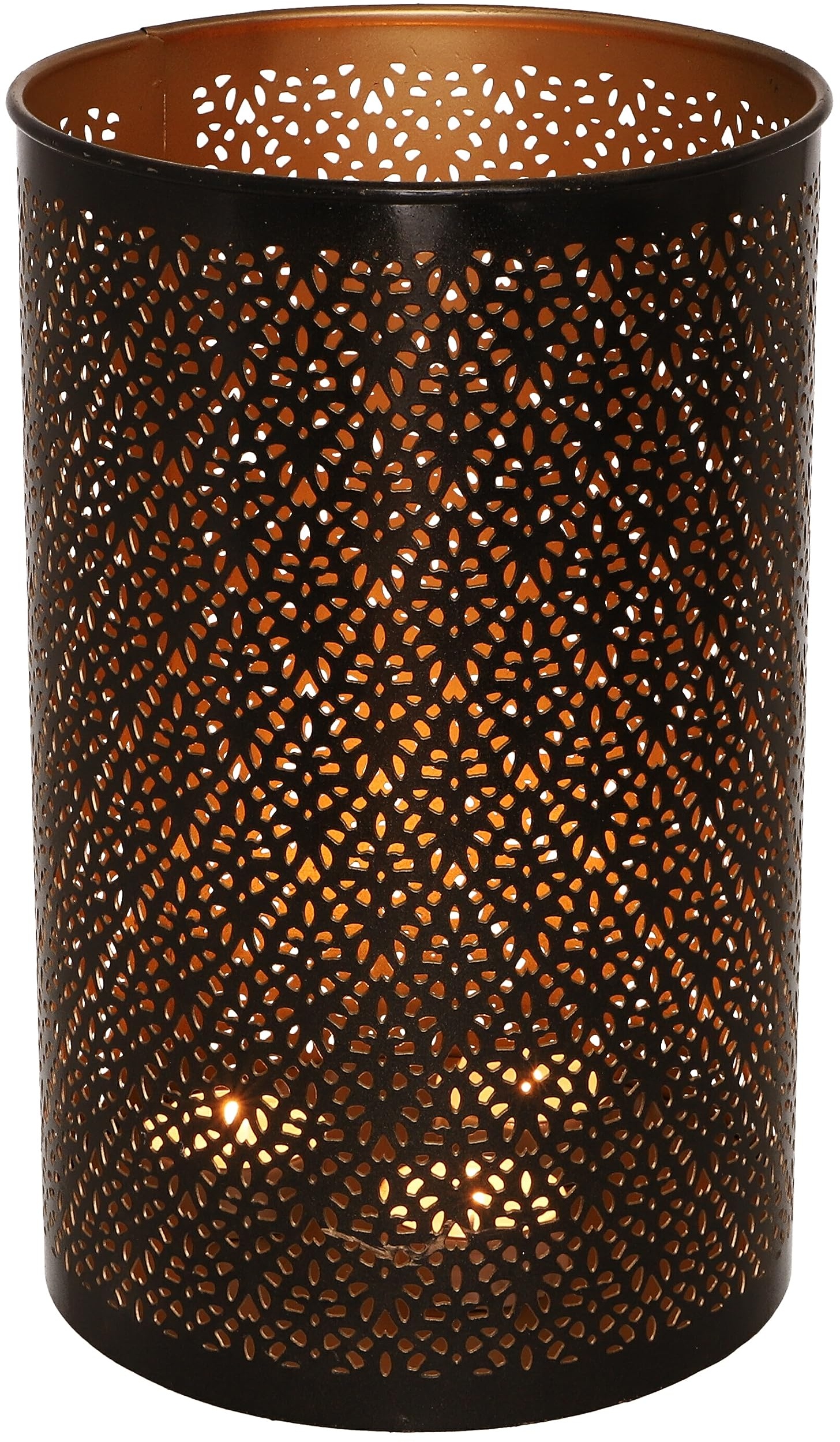 GURU SHOP Runde Metall Windlicht Leuchte, Passend für Teelicht Kerzen Oder als Deckenlampe Verwendbar - Modell 7, Braun, Größe: 16 cm, Teelichthalter & Kerzenhalter