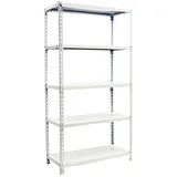 simonclick Simon Rack Schwerlastregal, 2000x1000x400 mm, 5 Ebenen, Metallboden, 180 kg Biegepunkt, Weiss - Simonclick
