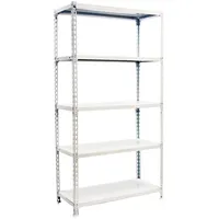 simonclick Simon Rack Schwerlastregal, 2000x1000x400 mm, 5 Ebenen, Metallboden, 180 kg Biegepunkt, Weiss - Simonclick