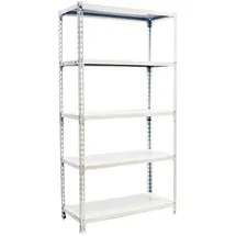 simonclick Simon Rack Schwerlastregal, 2000x1000x400 mm, 5 Ebenen, Metallboden, 180 kg Biegepunkt, Weiss - Simonclick
