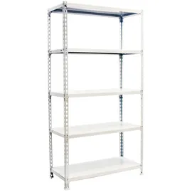simonclick Simon Rack Schwerlastregal, 2000x1000x400 mm, 5 Ebenen, Metallboden, 180 kg Biegepunkt, Weiss - Simonclick