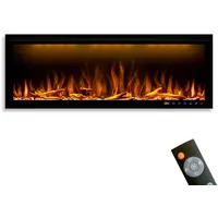 GARLIVO Elektrokamin Smart Wall Elektrokamin Einbau/ Wandkamin LED, Elektrischer Kamin mit Fernbedienung, Timer, 3D Flammenspiel, LED Feuer 127 cm