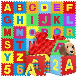 KIDIZ® 86 teilige Puzzlematte Kinderspielteppich Spielmatte Spielteppich Schaumstoffmatte Kinderteppich, Puzzle Zahlen und Buchstaben Schutzmatte