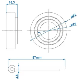 PRO PLUS Radlagersatz für Anhänger 25 x 52 x 16,2 mm