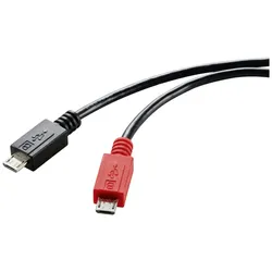 Renkforce USB-Kabel USB 2.0 USB-Micro-B Stecker, USB-Micro-B Stecker 0.30 m Schwarz mit OTG-Funktion