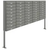 AL Briefkastensysteme 43 Fächer Premium Stand Briefkasten Anlage in RAL 9007 Aluminium Grau, Post A4, robust, wetterfest, Artikelnummer: 132P43S5P9007