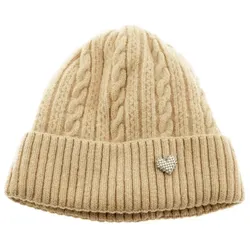 Strickmütze mit Herzmotiv für Damen und Mädchen mit Flechtmuster