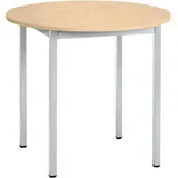 Sodematub Mehrzwecktisch ahorn, alu rund, Vierkantrohr alu, 80,0 x 80,0 x 74,0 cm