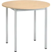 Sodematub Mehrzwecktisch ahorn, alu rund, Vierkantrohr alu, 80,0 x 80,0 x 74,0 cm