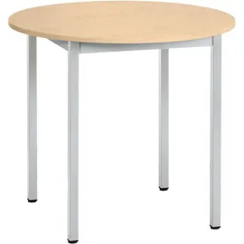 Sodematub Mehrzwecktisch ahorn, alu rund, Vierkantrohr alu, 80,0 x 80,0 x 74,0 cm
