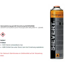Sievert Schraubkartusche Powergas 2204 336g 600 ml 1925GradC SIEVERT