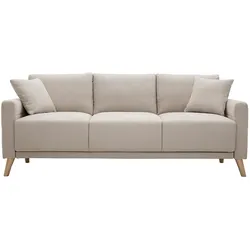 Sofa aus beigem Stoff und hellem Holz 3-Sitzer MUNIK