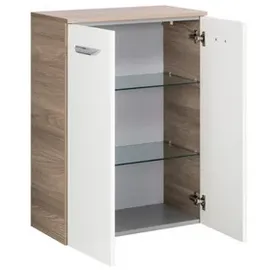 Fackelmann Luxor Doppel-Midischrank 60,2 x 82,6 x 32 cm Weiß/Braun