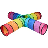 Relaxdays Spieltunnel 4 Röhren, farbenfroher Kindertunnel, HBT: 46x232x232 cm, robuster Pop-up Tunnel, Polyester, bunt