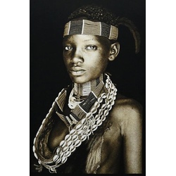 Gobelin Bild - Nyame Ruwa - Sepia ca. 125 x 195 cm gerahmt