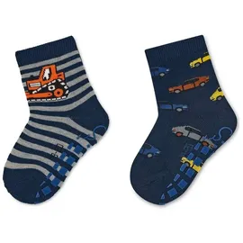 Sterntaler ABS Socken 2er-Pack Bagger + Autos in marineblau | Gr.: 18