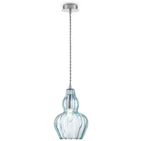 Licht-Erlebnisse Pendelleuchte JENS Nickel Hellblau Metall Glas 1x E14