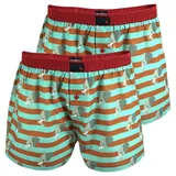 Unabux Flying Falcon Boxershorts braun/grün/orangerot/schwarz/weiß S 2er Pack