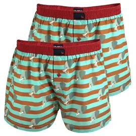 Unabux Flying Falcon Boxershorts braun/grün/orangerot/schwarz/weiß S 2er Pack